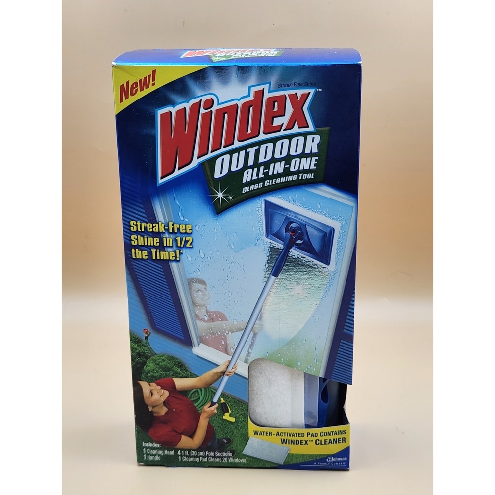 Windex Outdoor All in One Glass Cleaning Tool Streak Free Window Cleaner Kit NOS
